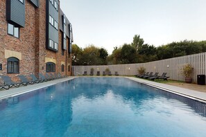 Indoor pool, outdoor pool, pool loungers