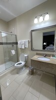Bañera con ducha, artículos de tocador gratuitos, secador de pelo