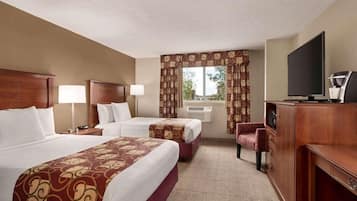 Desk, blackout curtains, iron/ironing board, free cots/infant beds