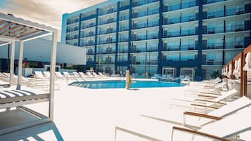 Outdoor pool, open 8:00 AM to 9:00 PM, cabanas (surcharge)