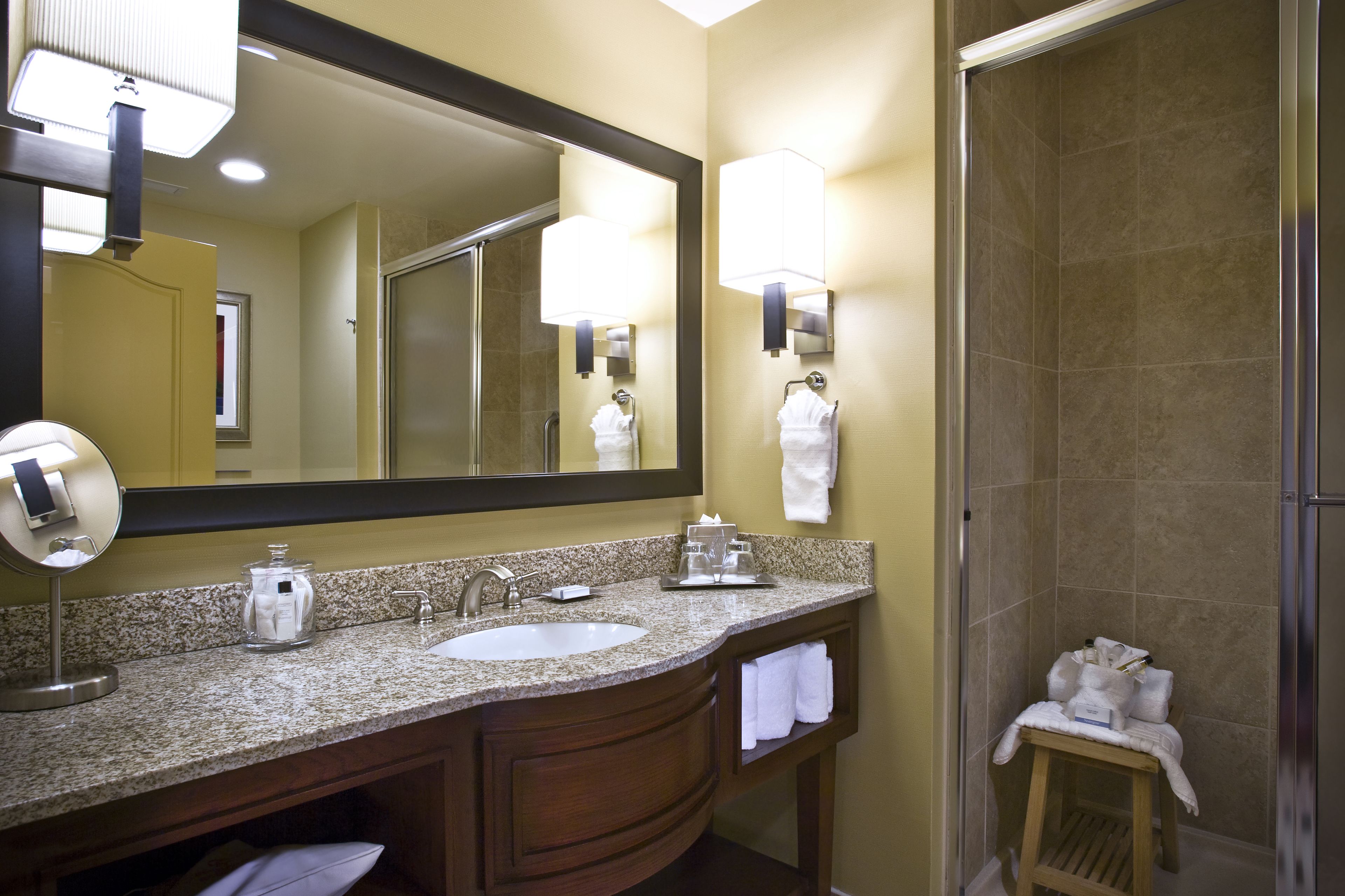 free toiletries, hair dryer, towels