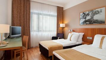 In-room safe, desk, blackout curtains, soundproofing