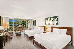 Estudio Deluxe, vista al jardín | Sábanas de algodón egipcio y ropa de cama de alta calidad 