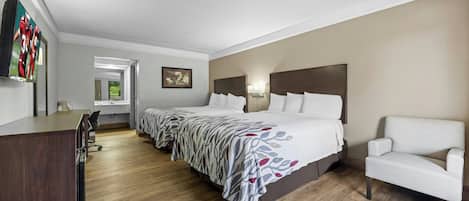 Deluxe Room, 2 Queen Beds, Non Smoking | Iron/ironing board, free cots/infant beds, free WiFi, alarm clocks
