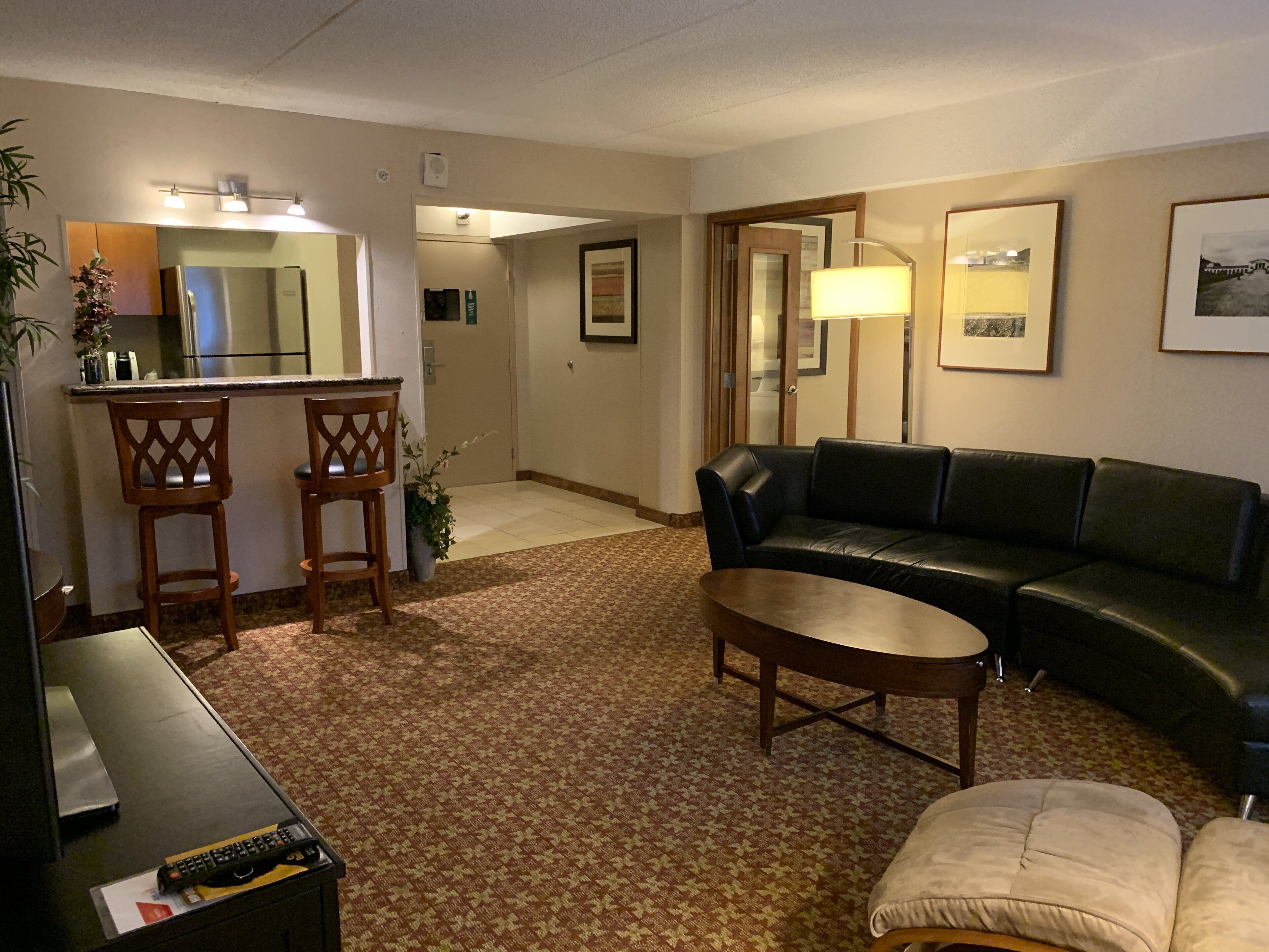 1 bedroom, desk, blackout curtains, iron/ironing board