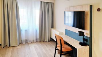 In-room safe, blackout drapes, soundproofing, free cribs/infant beds