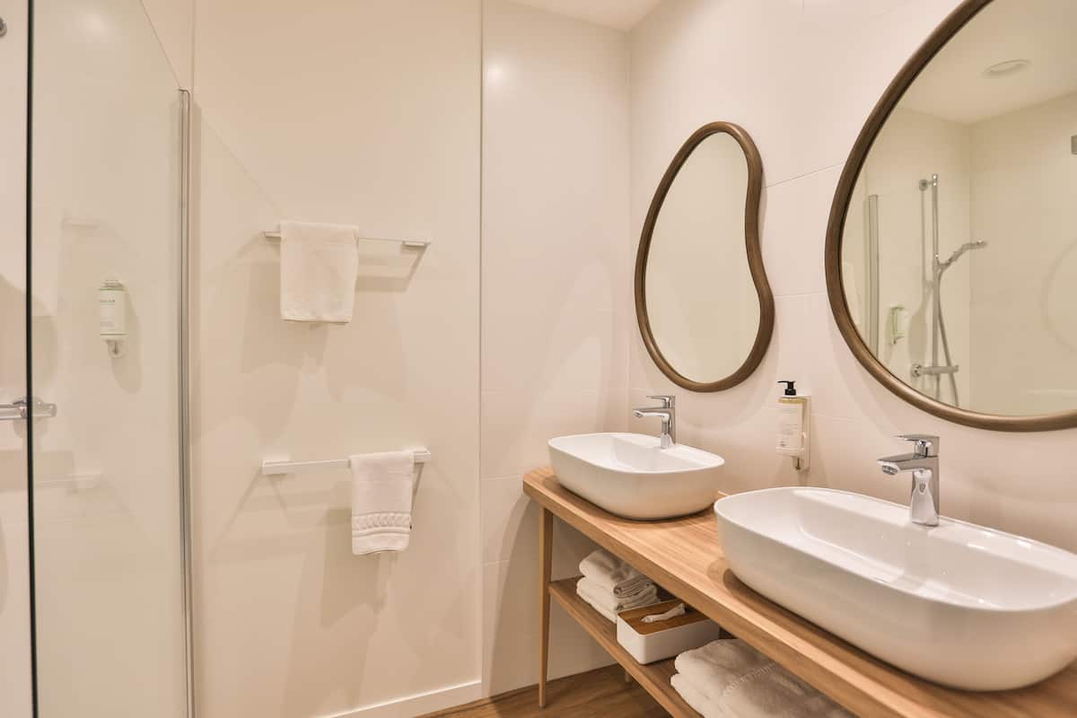 family room | bathroom | hair dryer, towels, soap, shampoo