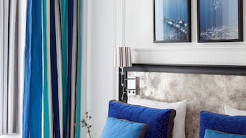 Hypo-allergenic bedding, down duvets, desk, blackout curtains