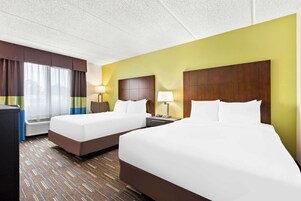 Standard Room, 2 Queen Beds, Non Smoking | Desk, laptop workspace, blackout drapes, iron/ironing board