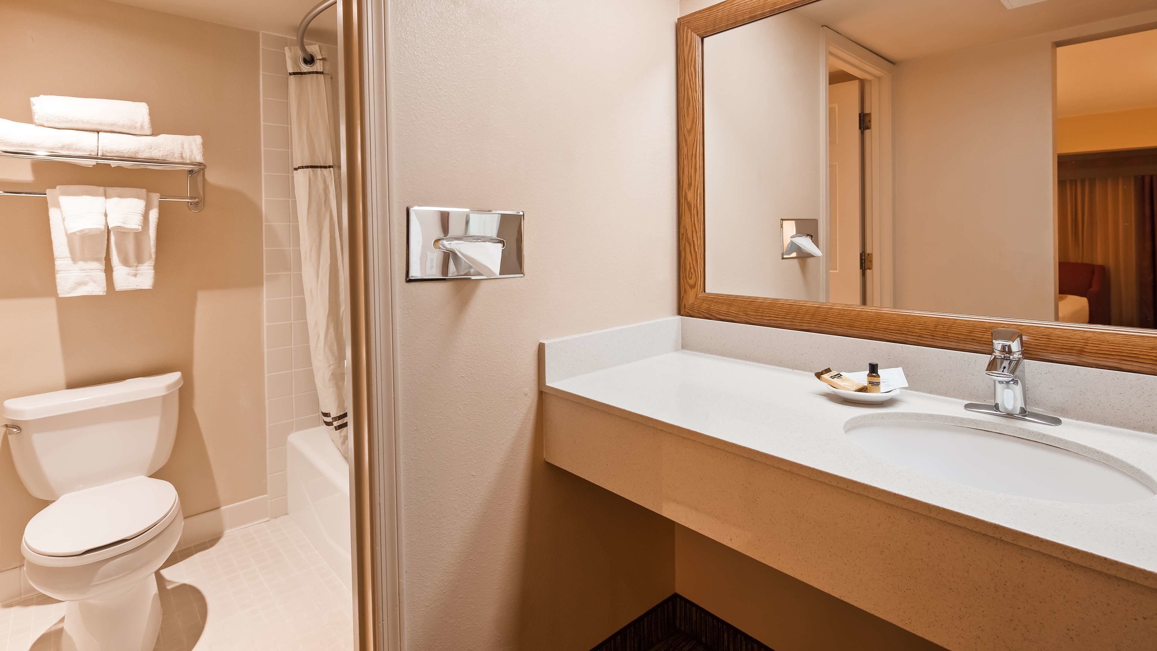 free toiletries, hair dryer, towels, soap