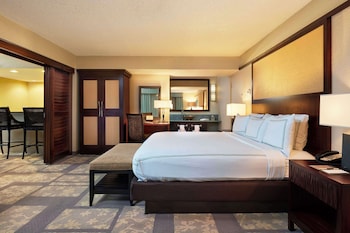 Premium bedding, pillowtop beds, in-room safe, desk at DoubleTree by Hilton Hotel Orlando at SeaWorld