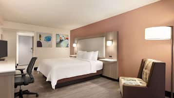 Premium bedding, desk, soundproofing, iron/ironing board