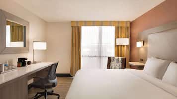 Premium bedding, desk, soundproofing, iron/ironing board