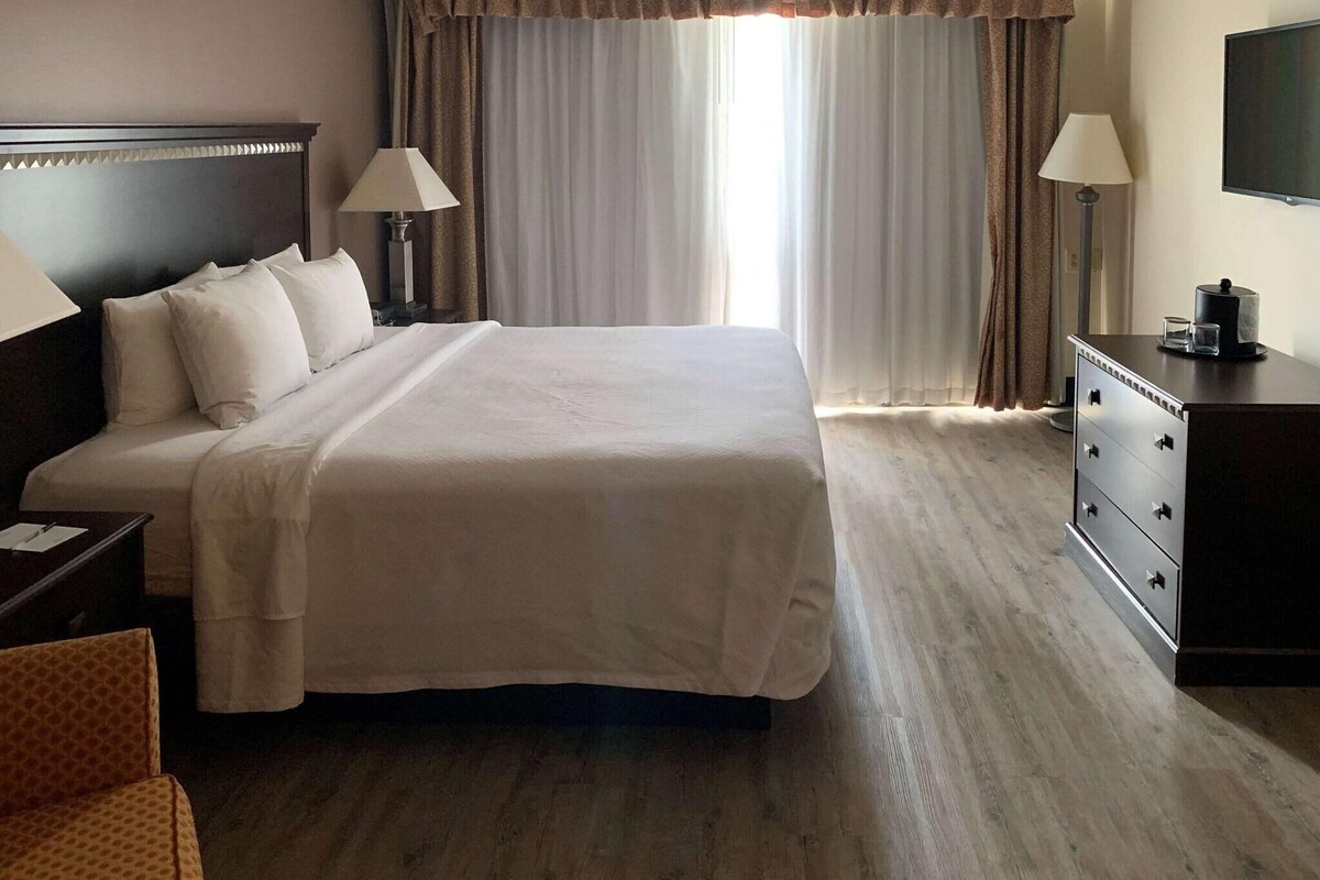 Premium bedding, desk, soundproofing, iron/ironing board
