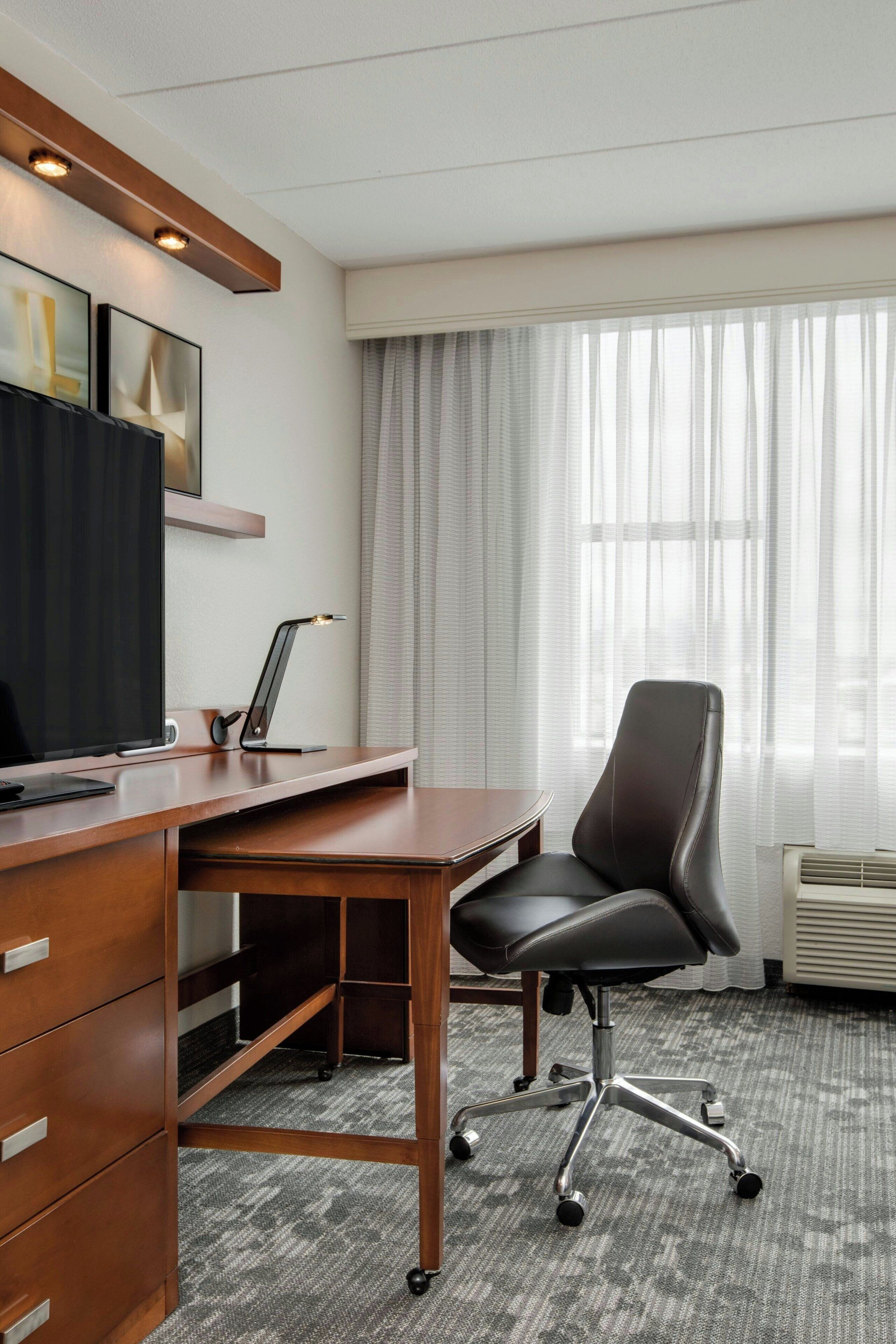 In-room safe, desk, laptop workspace, blackout drapes