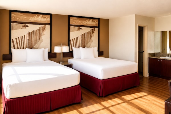 Standard Room, 2 Queen Beds, Non Smoking | In-room safe, desk, laptop workspace, blackout drapes