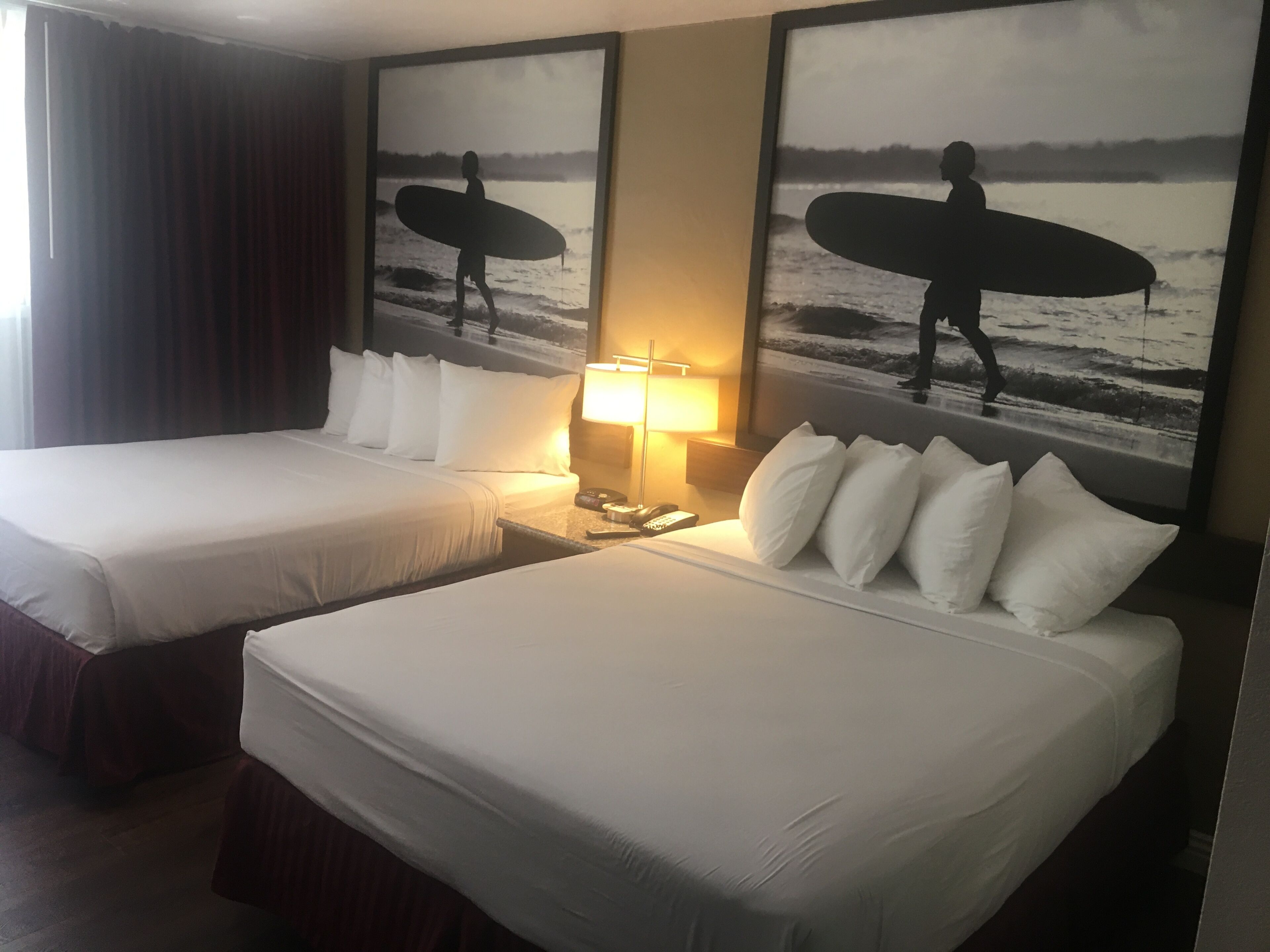 standard room, 2 queen beds, non smoking | in-room safe, desk, laptop workspace, blackout curtains