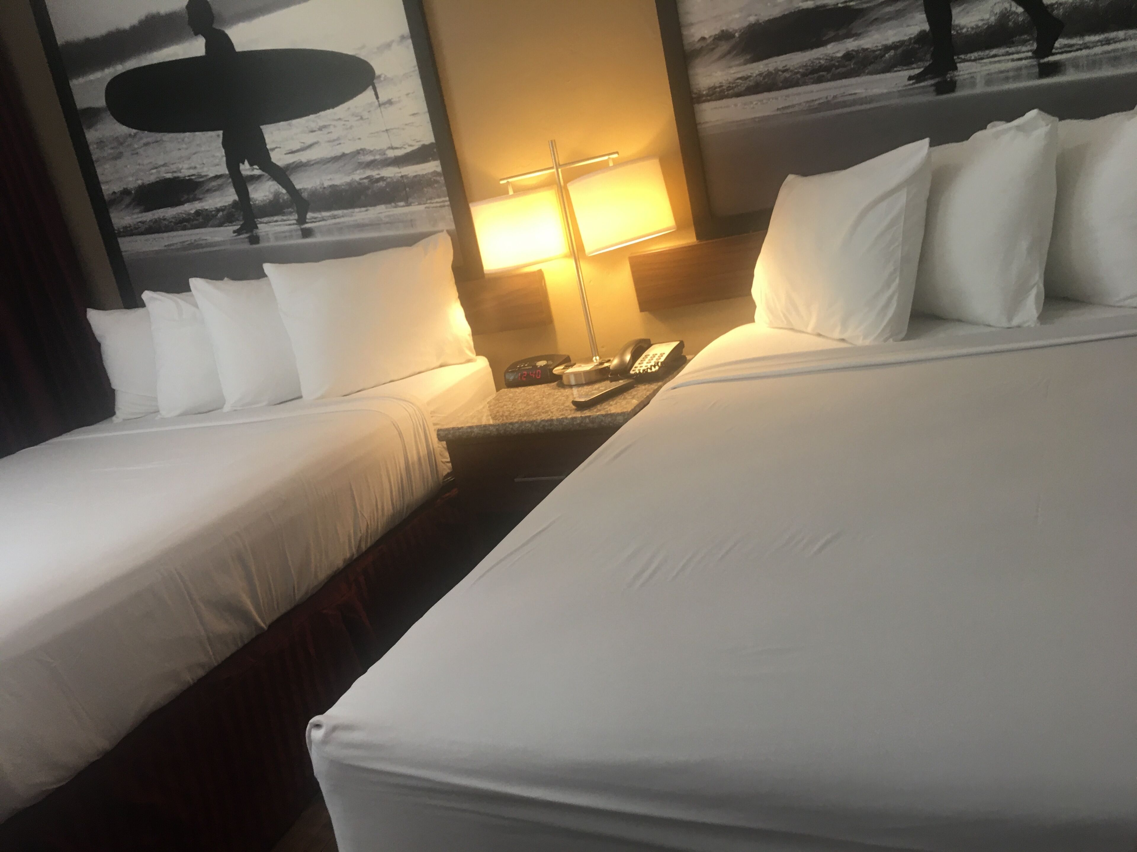 standard room, 2 queen beds, non smoking | in-room safe, desk, laptop workspace, blackout curtains