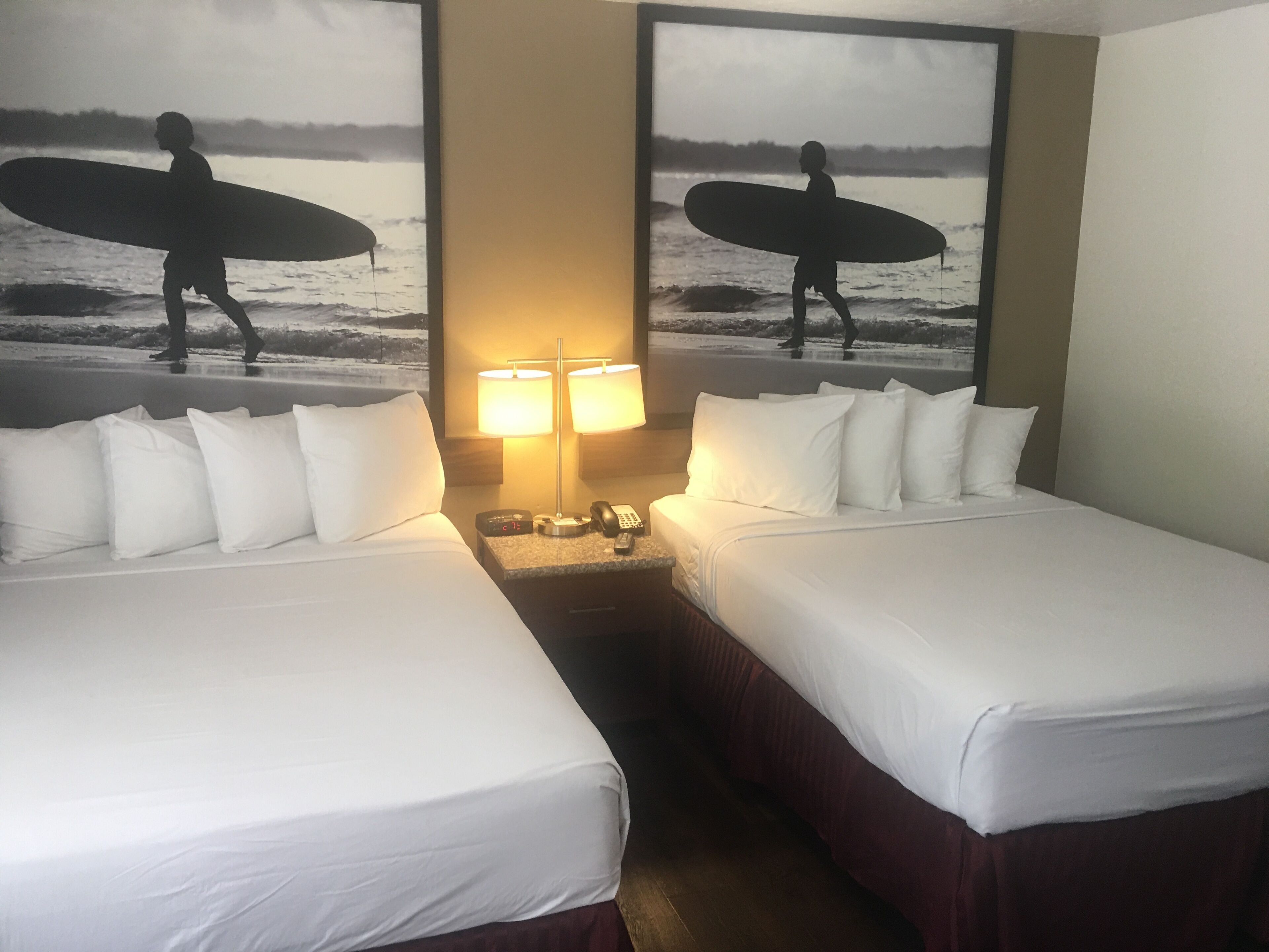 standard room, 2 queen beds, non smoking | in-room safe, desk, laptop workspace, blackout curtains