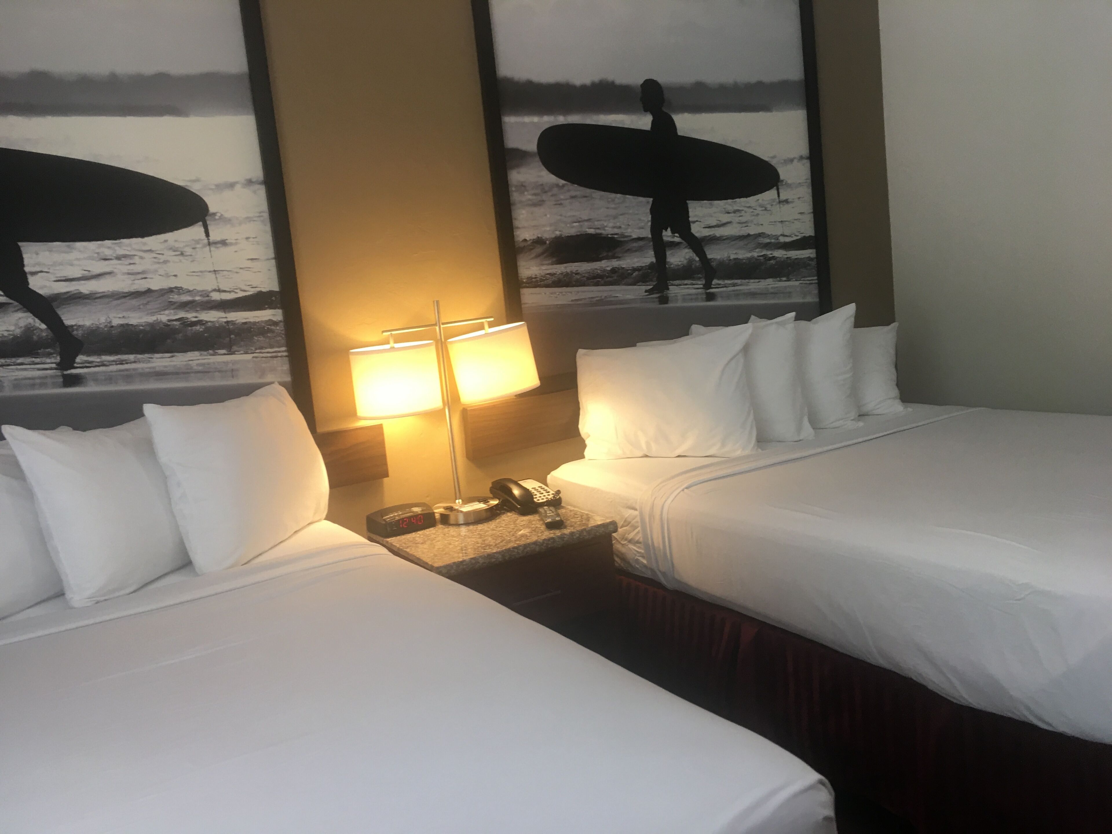 standard room, 2 queen beds, non smoking | in-room safe, desk, laptop workspace, blackout curtains