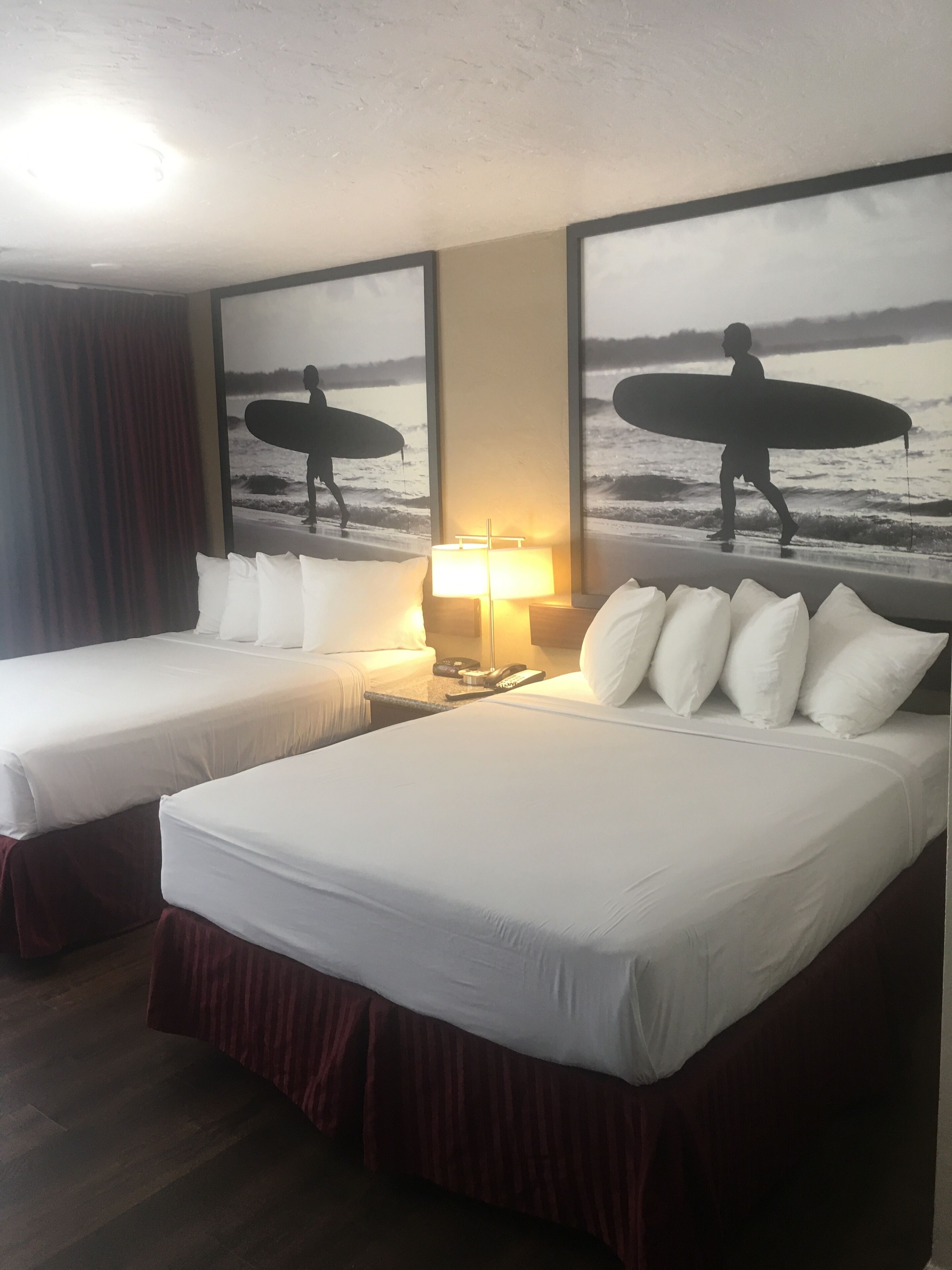 standard room, 2 queen beds, non smoking | in-room safe, desk, laptop workspace, blackout curtains