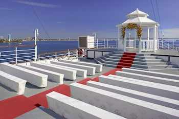 Outdoor wedding area at The Queen Mary