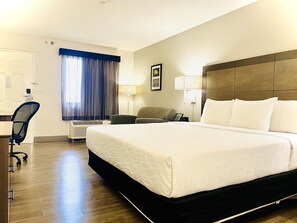 Premium bedding, down duvets, desk, laptop workspace