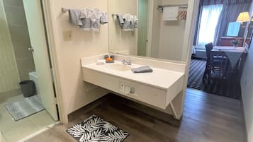 Hair dryer, towels