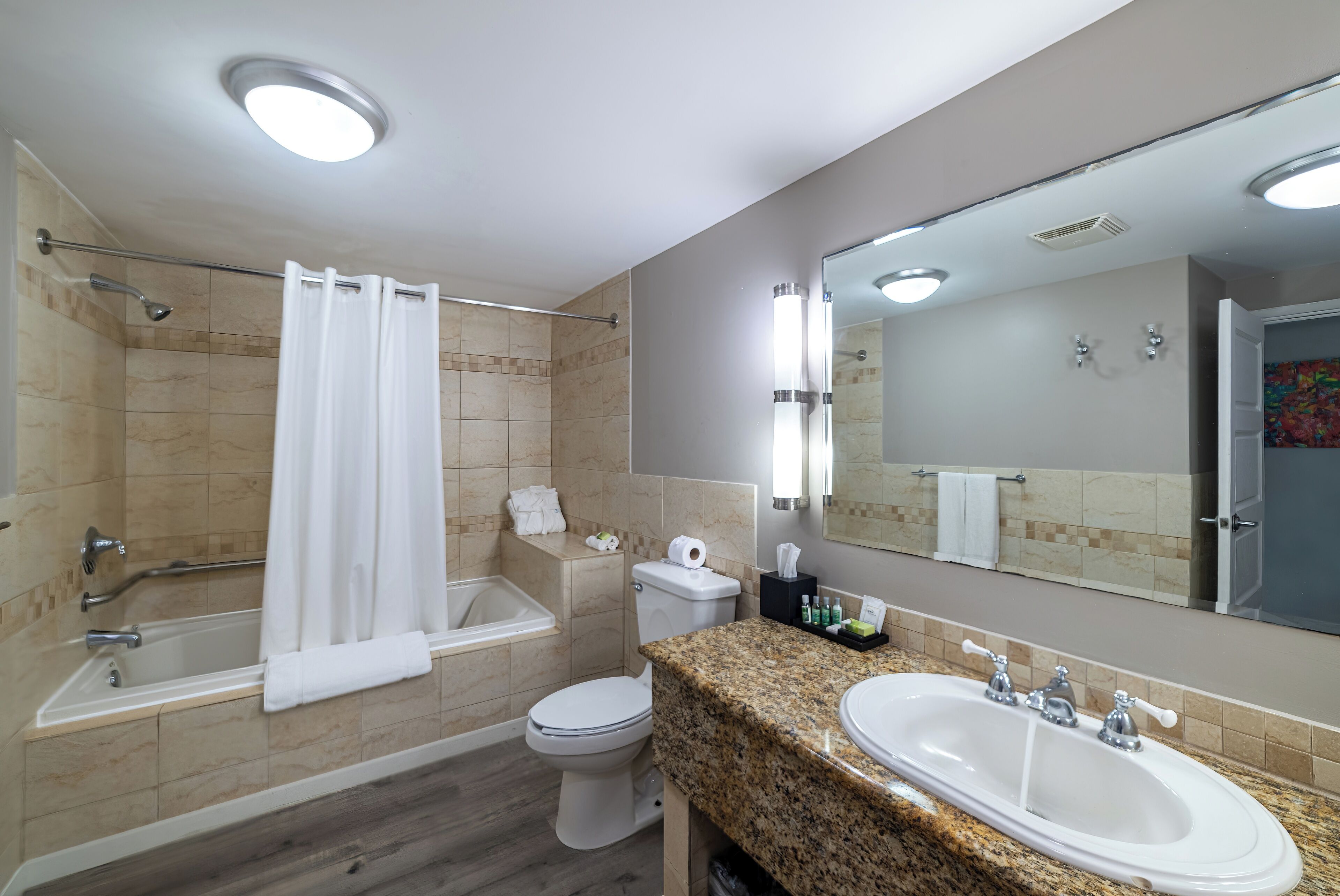 oceanfront room | bathroom | free toiletries, hair dryer, bathrobes, towels