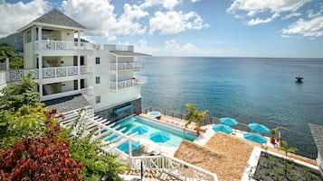 Enjoy stunning ocean views from the resort's spacious balconies overlooking the sea.