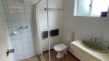 Een douche, gratis toiletartikelen, een haardroger, handdoeken