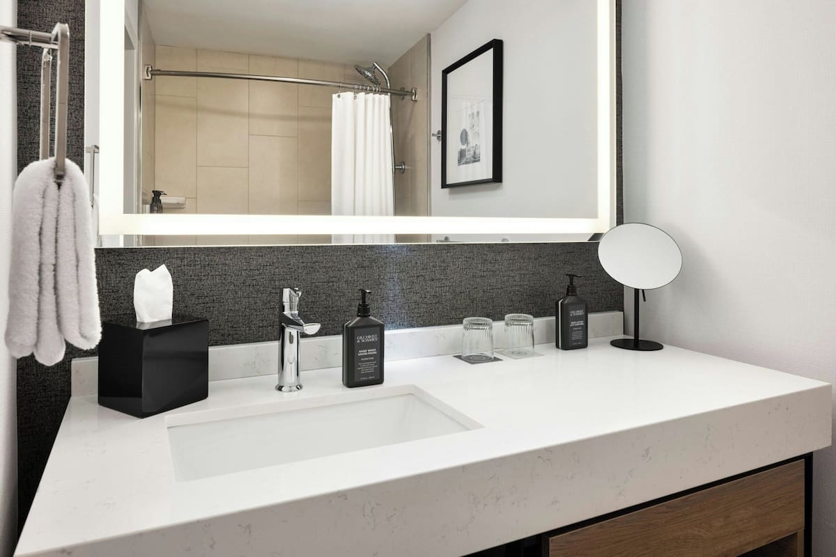 Hair dryer, bathrobes, towels