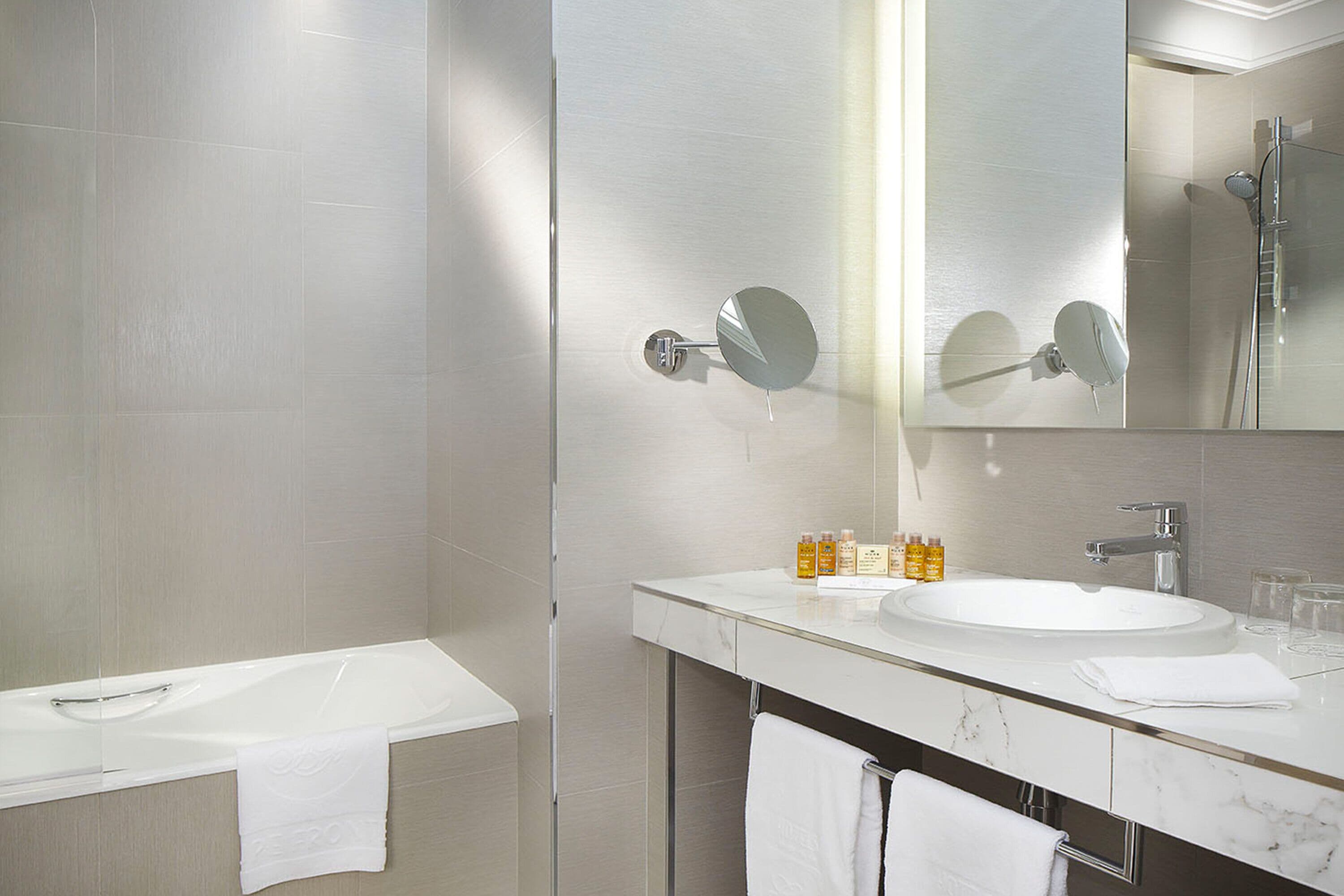classic room | bathroom | designer toiletries, hair dryer, bathrobes, slippers