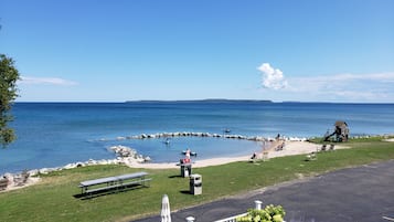 On the beach, kayaking