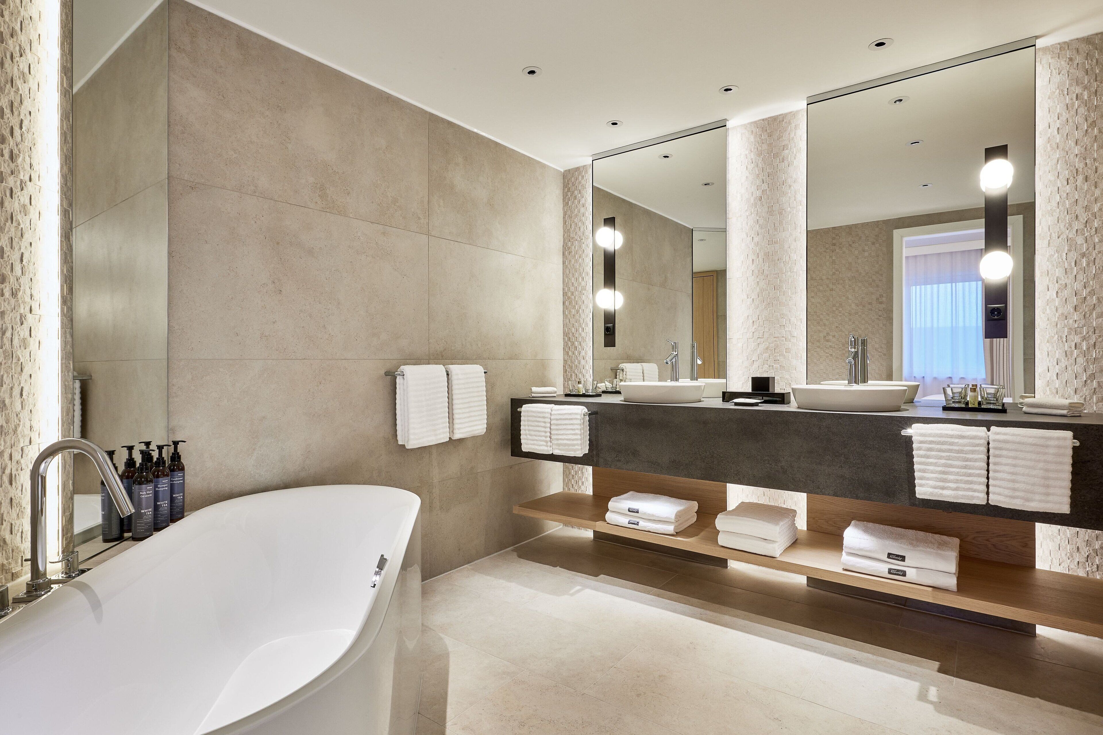 presidential suite, 2 bedrooms | bathroom | rainfall showerhead, hair dryer, towels