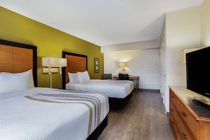 Room, 2 Double Beds, Accessible, Non Smoking (Mobility Accessible) | Pillowtop beds, desk, blackout drapes, iron/ironing board