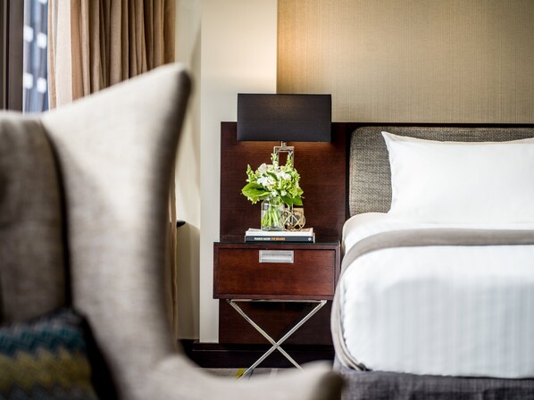Premium bedding, down comforters, minibar, in-room safe