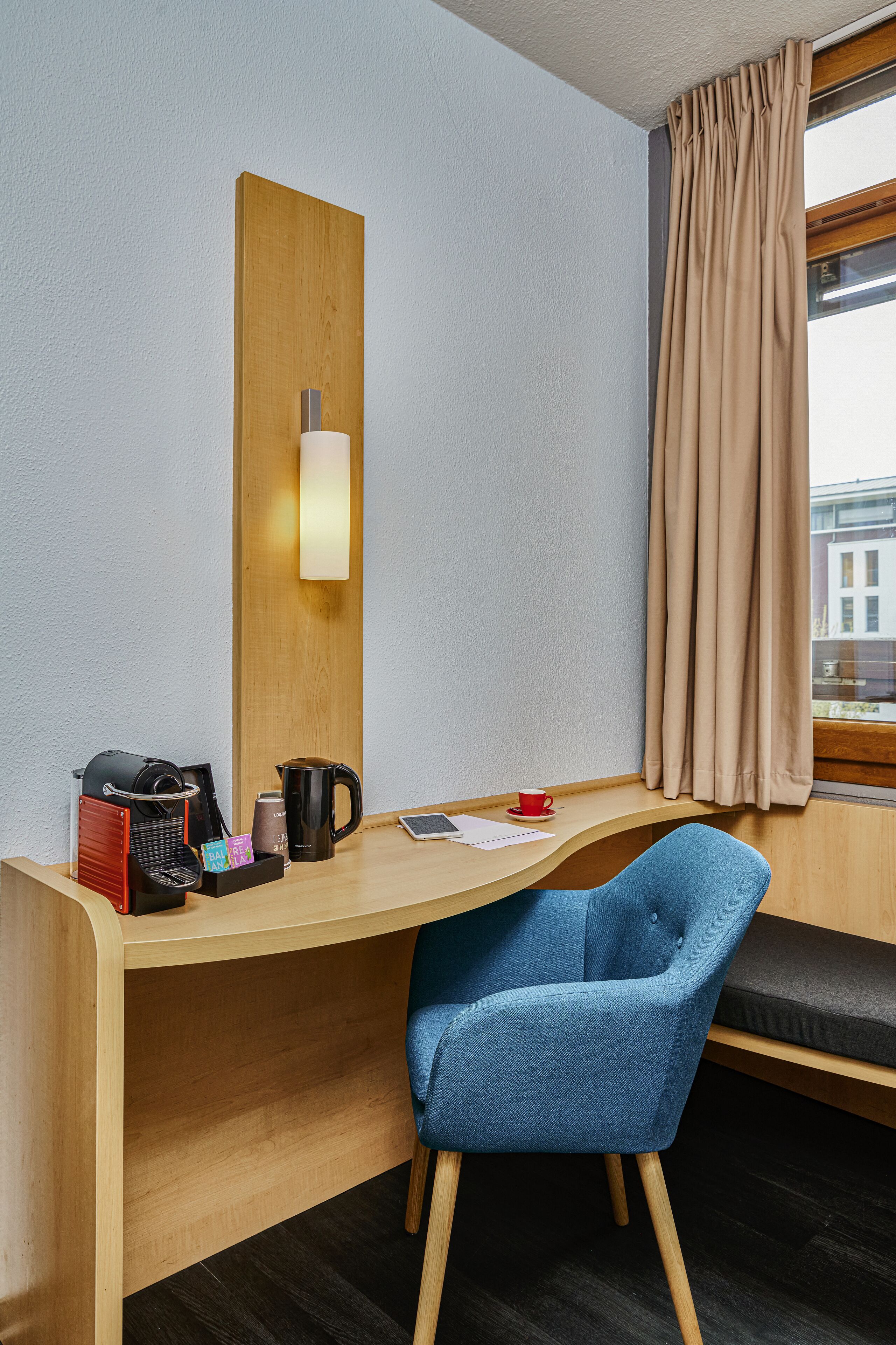 comfort room, 1 double bed | premium bedding, desk, laptop workspace, blackout curtains