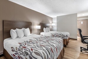 1 bedroom, desk, laptop workspace, blackout curtains