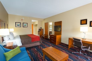 Desk, laptop workspace, iron/ironing board, rollaway beds