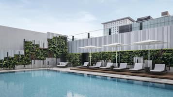 Outdoor pool, sun loungers