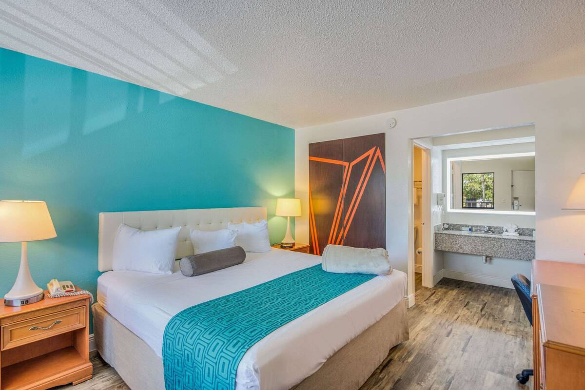 Standard Room, 1 King Bed, Non Smoking | Desk, blackout drapes, WiFi (free), bed sheets