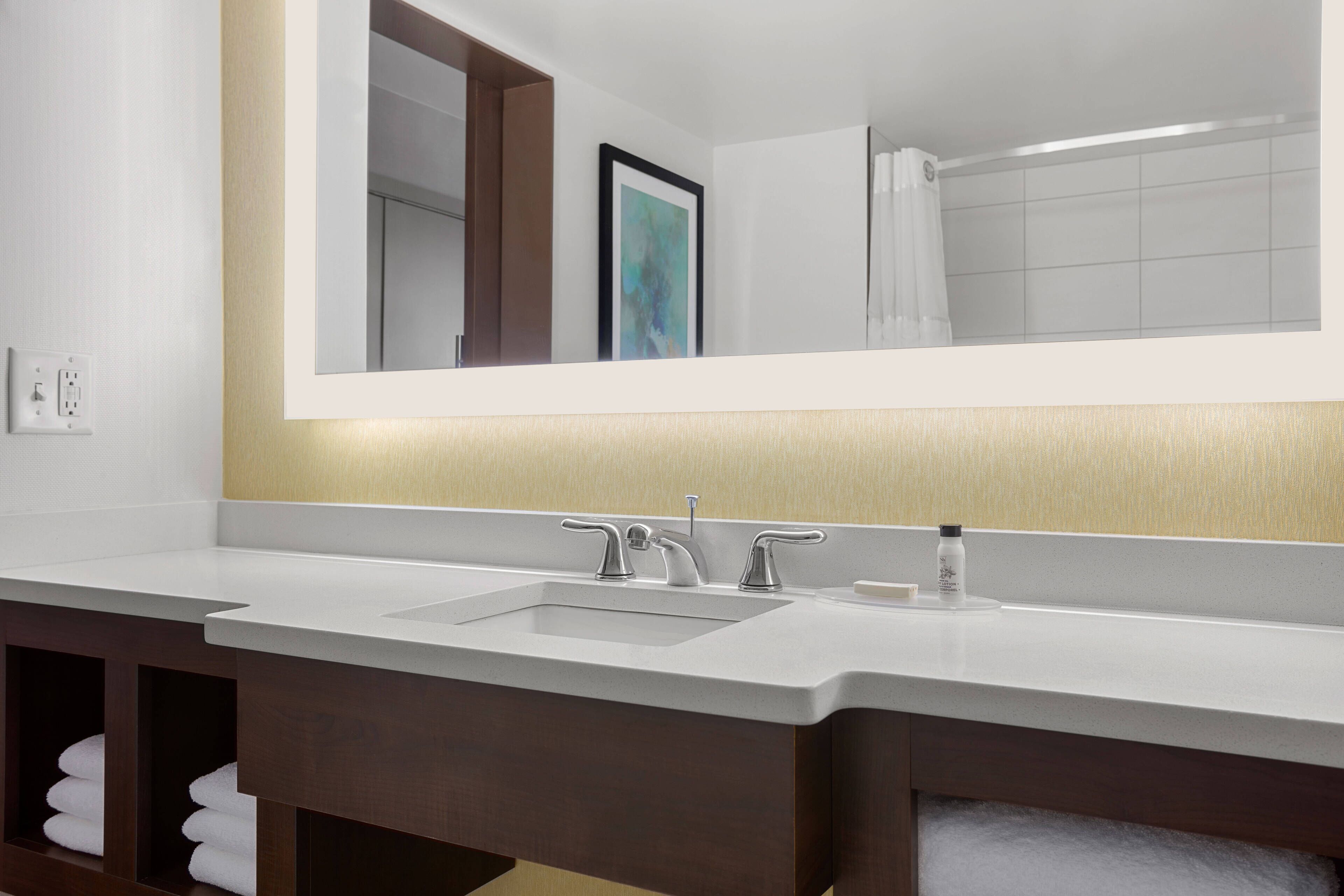 free toiletries, hair dryer, towels