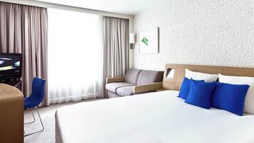 Premium bedding, memory foam beds, in-room safe, blackout drapes