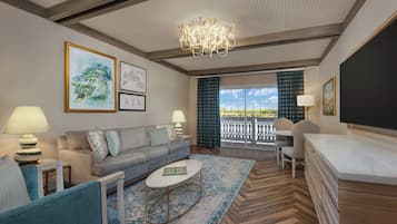 1 Bedroom Suite - Club Level Access Wheelchair accessible with roll in shower and option for hearing | Living area | TV, MP3 dock