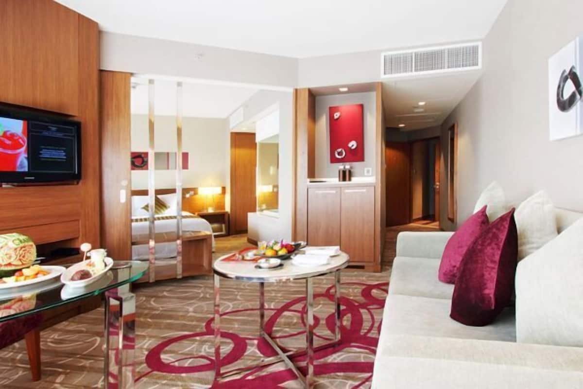 Minibar, coffres-forts dans les chambres, bureau
