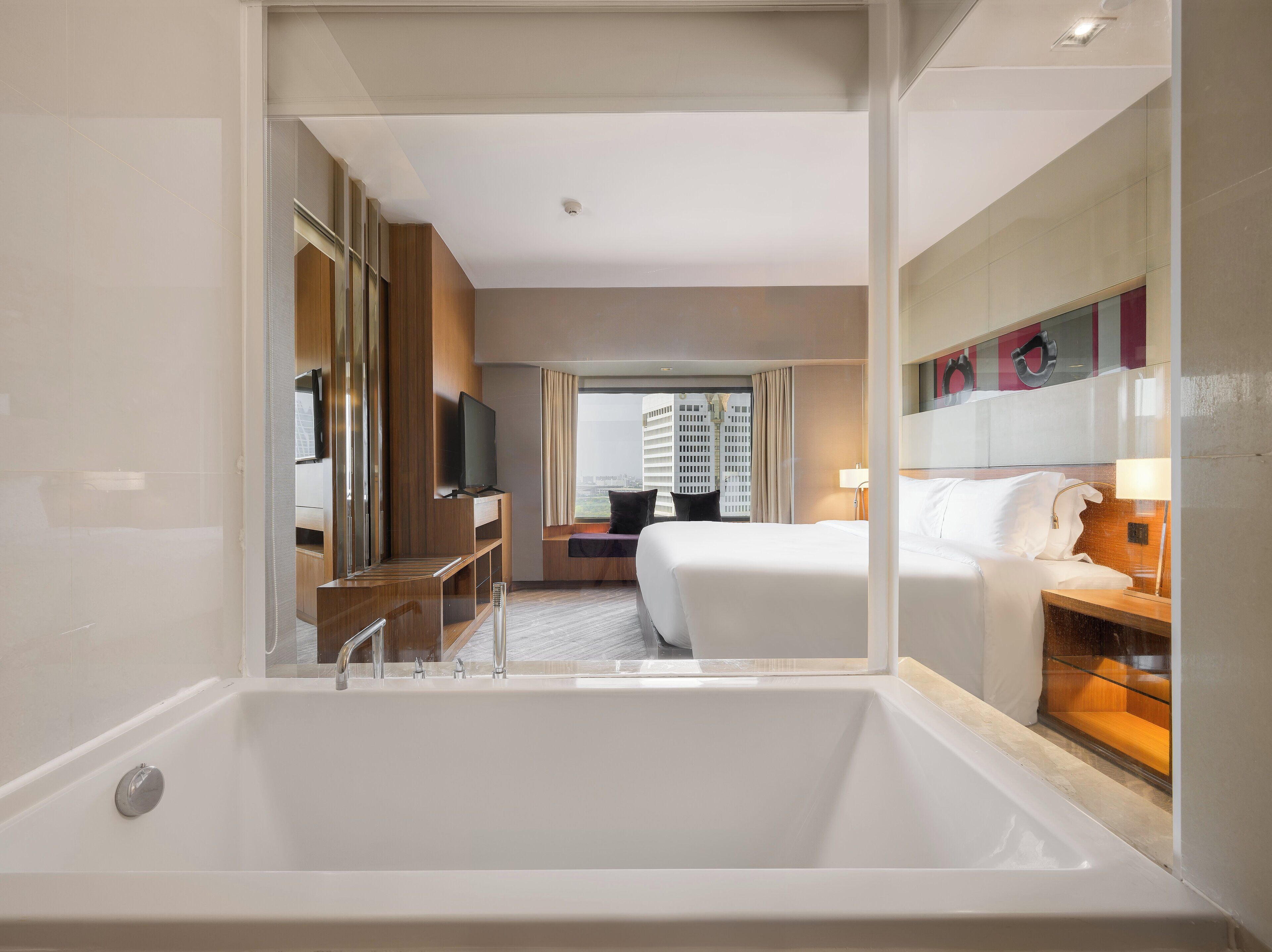 deluxe suite, 1 king bed (premium deluxe club) | bathroom | eco-friendly toiletries, hair dryer, bathrobes, slippers