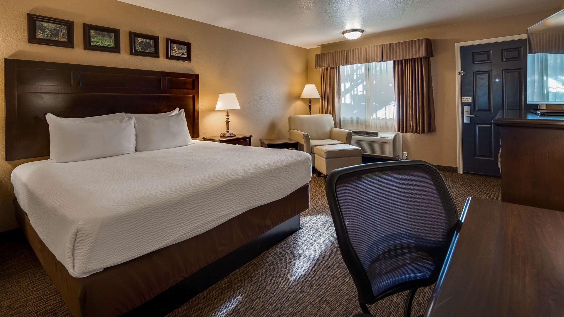 أغطية فراش متميزة ومكتب ومساحة عمل للكمبيوتر المحمول وستائر تعتيم