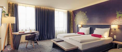 Hypo-allergenic bedding, free minibar, in-room safe, desk