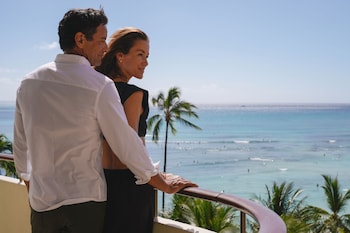 Hypo-allergenic bedding, down comforters, in-room safe, desk at The Royal Hawaiian, a Luxury Collection Resort, Waikiki